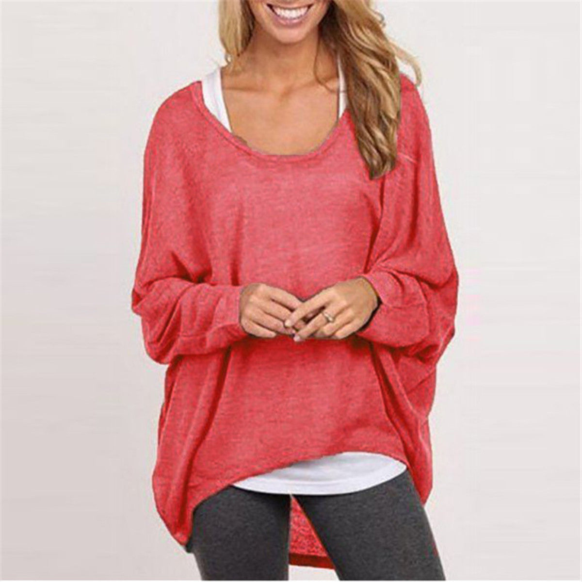 Women Sweater Jumper Pullover Batwing Long Sleeve Casual Loose Solid Blouse Shirt Top Plus - CelebritystyleFashion.com.au online clothing shop australia