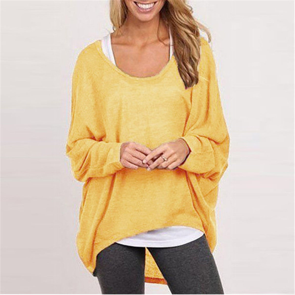 Women Sweater Jumper Pullover Batwing Long Sleeve Casual Loose Solid Blouse Shirt Top Plus - CelebritystyleFashion.com.au online clothing shop australia
