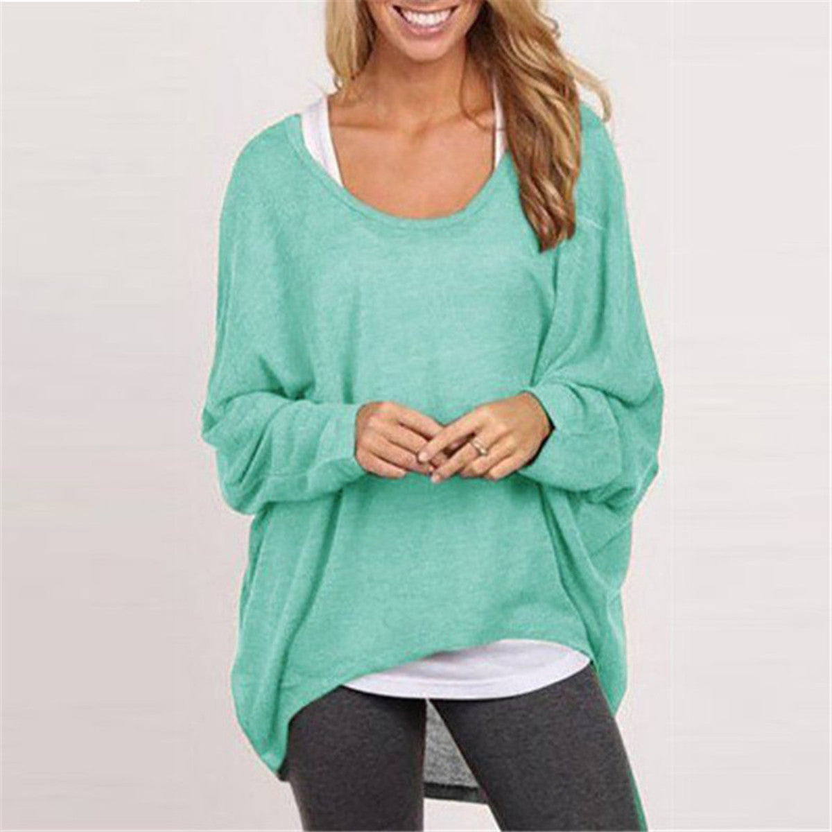 Women Sweater Jumper Pullover Batwing Long Sleeve Casual Loose Solid Blouse Shirt Top Plus - CelebritystyleFashion.com.au online clothing shop australia