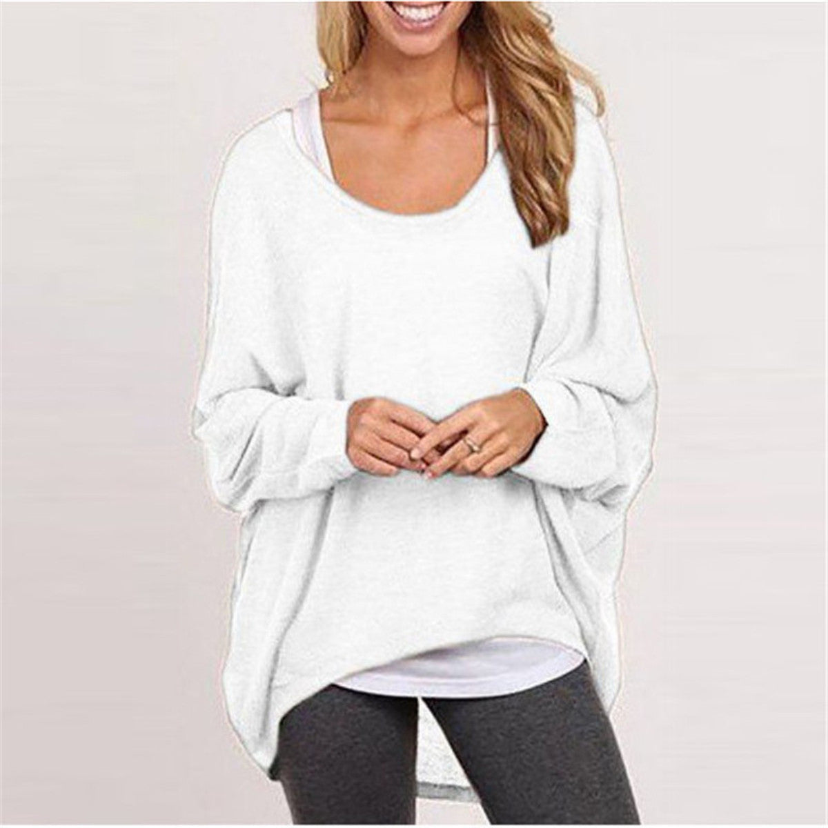 Women Sweater Jumper Pullover Batwing Long Sleeve Casual Loose Solid Blouse Shirt Top Plus - CelebritystyleFashion.com.au online clothing shop australia
