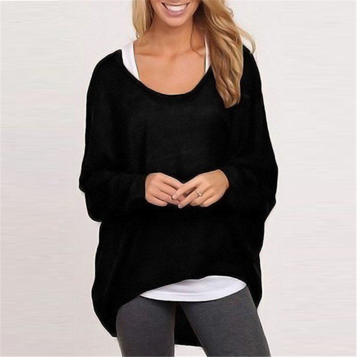 Women Sweater Jumper Pullover Batwing Long Sleeve Casual Loose Solid Blouse Shirt Top Plus - CelebritystyleFashion.com.au online clothing shop australia