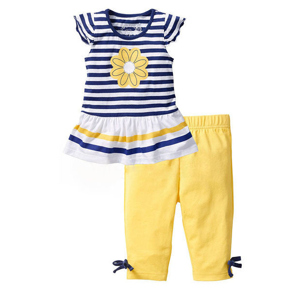Girls Clothing Sets Baby Kids Clothes Suit Children Short Sleeve Striped T-Shirt +Pants - CelebritystyleFashion.com.au online clothing shop australia