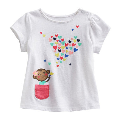 Baby Girls T-Shirt Summer Children's Tops Clothing Cute Cartoon Baby Girl And Dog Creative T-Shirt - CelebritystyleFashion.com.au online clothing shop australia