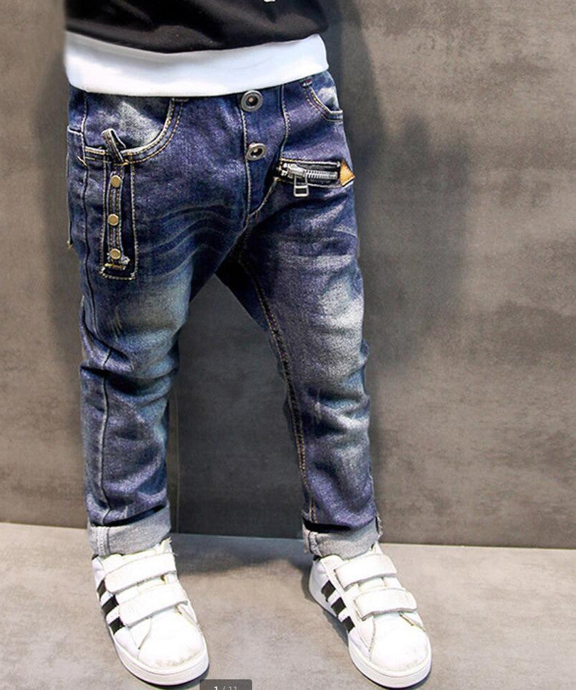 Boys pants jeans Fashion Boys Jeans for Spring Fall Children's Denim Trousers Kids Dark Blue Designed Pants - CelebritystyleFashion.com.au online clothing shop australia