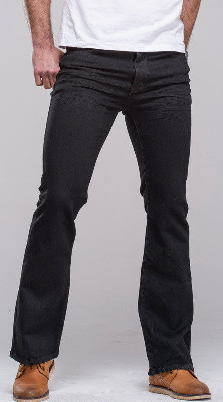 Mens jeans boot cut leg slightly flared slim fit famous brand blue black male jeans designer classic denim Jeans - CelebritystyleFashion.com.au online clothing shop australia