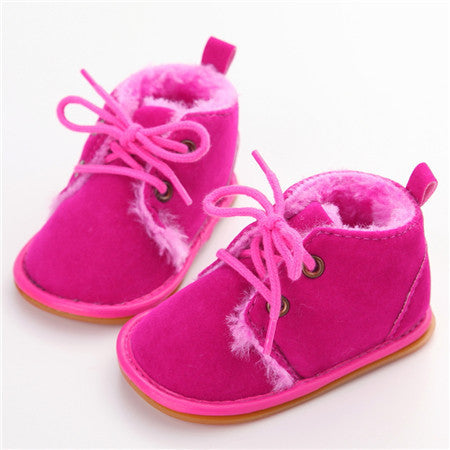 New Fashion Solid Lace-Up Baby Boots Cross-tied For Autumn/Winter Baby Shoes For Warm Baby Plush Boots Shoes - CelebritystyleFashion.com.au online clothing shop australia