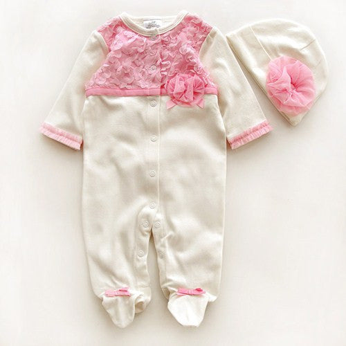 Princess Style Newborn Baby Girl Clothes Girls Lace Rompers+Hats Baby Clothing Sets Infant Jumpsuit Gifts - CelebritystyleFashion.com.au online clothing shop australia