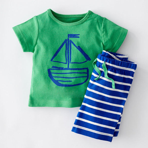 Summer Boys Clothes Sets Kids Clothes Short-Sleeve Cartoon T-Shirt + Striped Pant Boys Clothing Set CF101 - CelebritystyleFashion.com.au online clothing shop australia