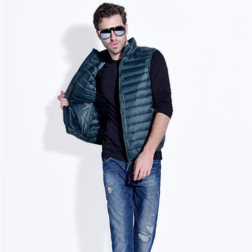 New Arrival Brand Men Sleeveless Jacket Winter Thick White Duck Down Vest Men Slim Men's Vest Waistcoat - CelebritystyleFashion.com.au online clothing shop australia