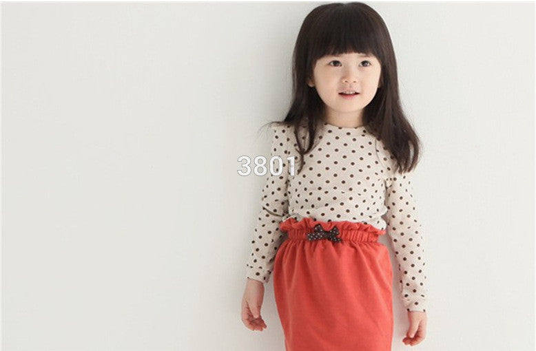 Korean Baby Kids Girl Dots Long Sleeve T-shirt Tops Blouse Tee Shirt 2-7Year - CelebritystyleFashion.com.au online clothing shop australia