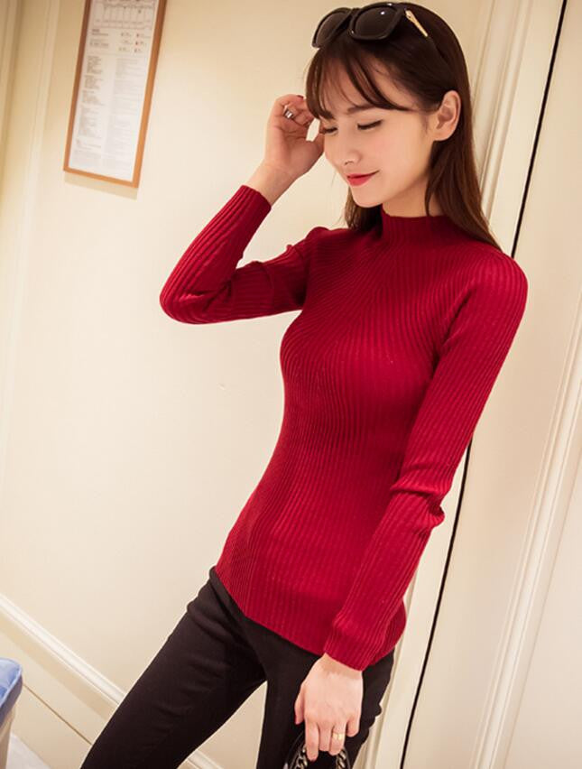 New Spring Fashion Women sweater high elastic Solid Turtleneck sweater women slim sexy tight Bottoming Knitted Pullovers - CelebritystyleFashion.com.au online clothing shop australia