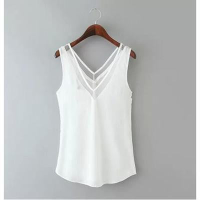 Tank Top Summer Style Women Tank Top Black /White Sexy Chiffon Tops Casual Woman Sleeveless Blouse - CelebritystyleFashion.com.au online clothing shop australia