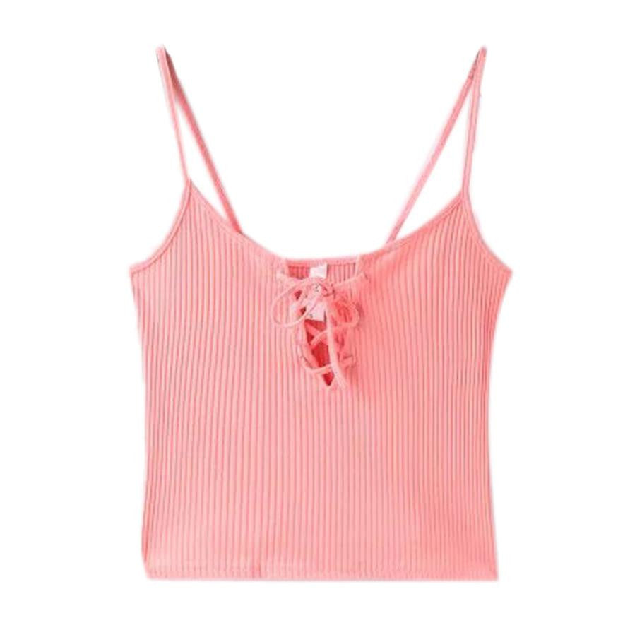 Slay women Harajuku front cross bandage strappy bustier crop top tank bralette brandy melville Camis Good-looking - CelebritystyleFashion.com.au online clothing shop australia