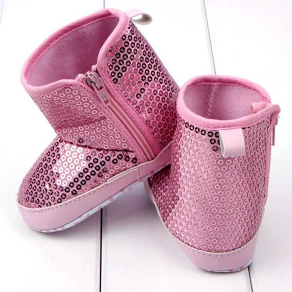 Infant Kids Baby Girl Sequins High Boots Soft Bottom Anti-slip Walking Shoes - CelebritystyleFashion.com.au online clothing shop australia