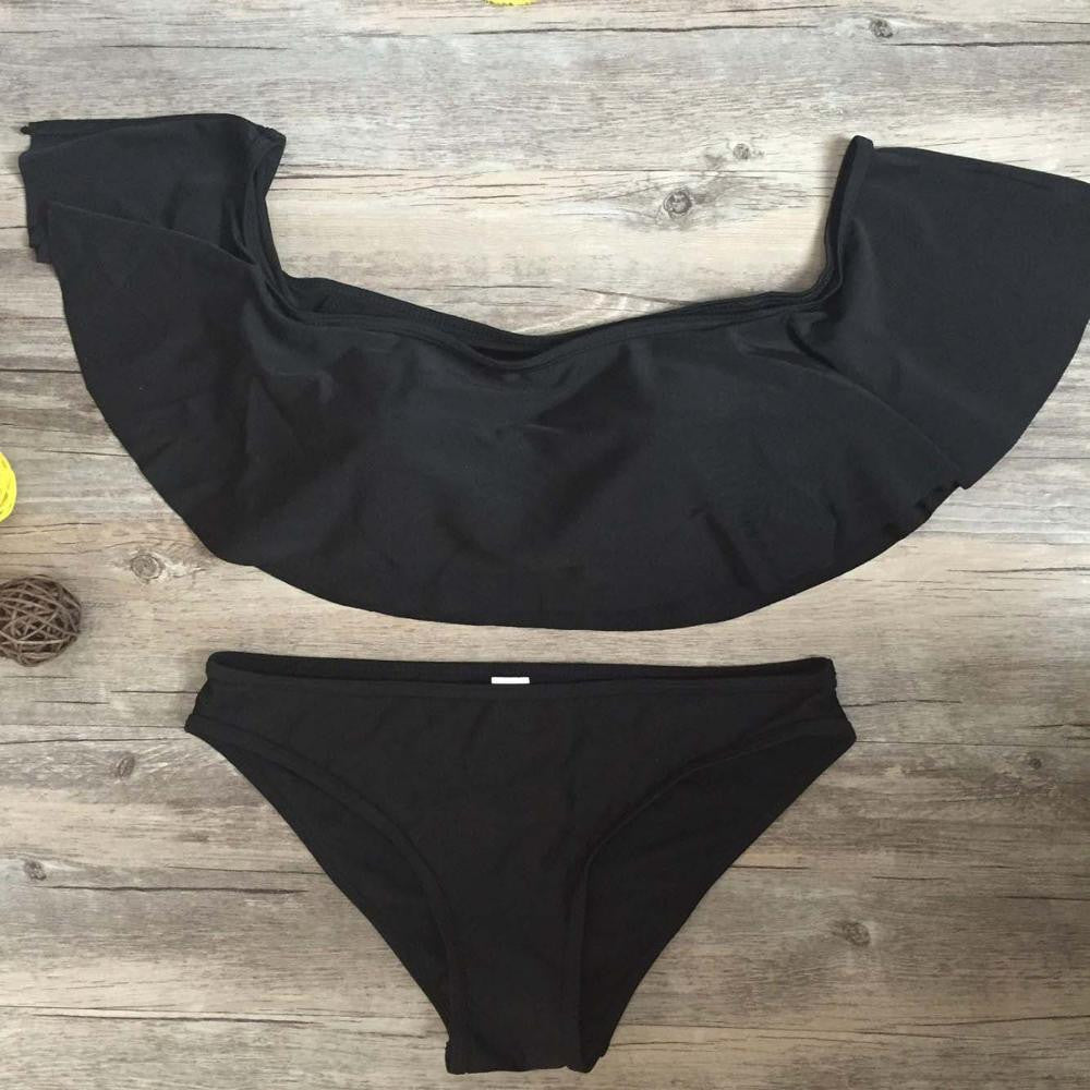 New Women Push Up Bikini Set Vintage Biquini Ruffled Swimsuit Sexy Print Swmwear Beach Swim Wear Bathing Suit with Cap 1835 - CelebritystyleFashion.com.au online clothing shop australia