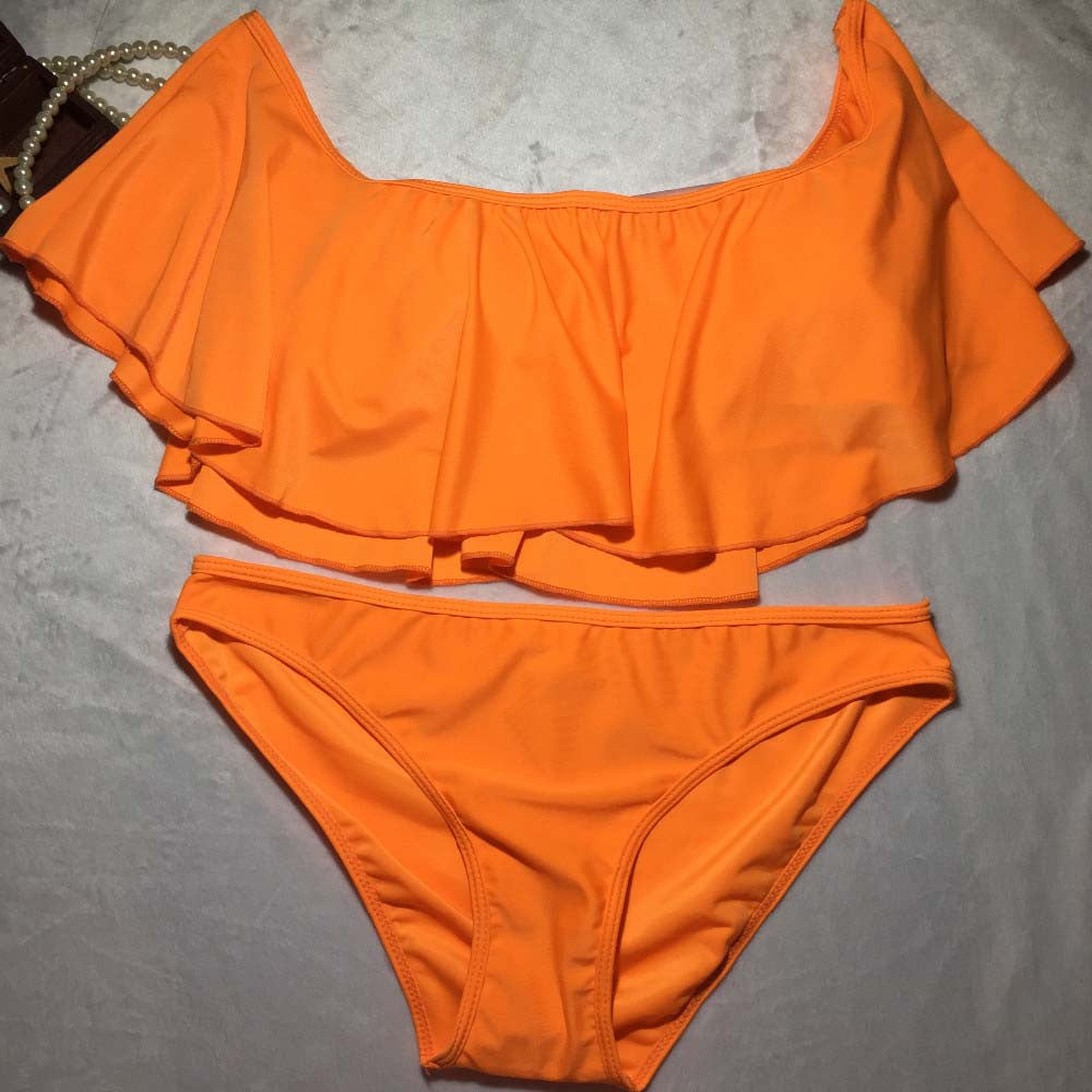 New Women Push Up Bikini Set Vintage Biquini Ruffled Swimsuit Sexy Print Swmwear Beach Swim Wear Bathing Suit with Cap 1835 - CelebritystyleFashion.com.au online clothing shop australia
