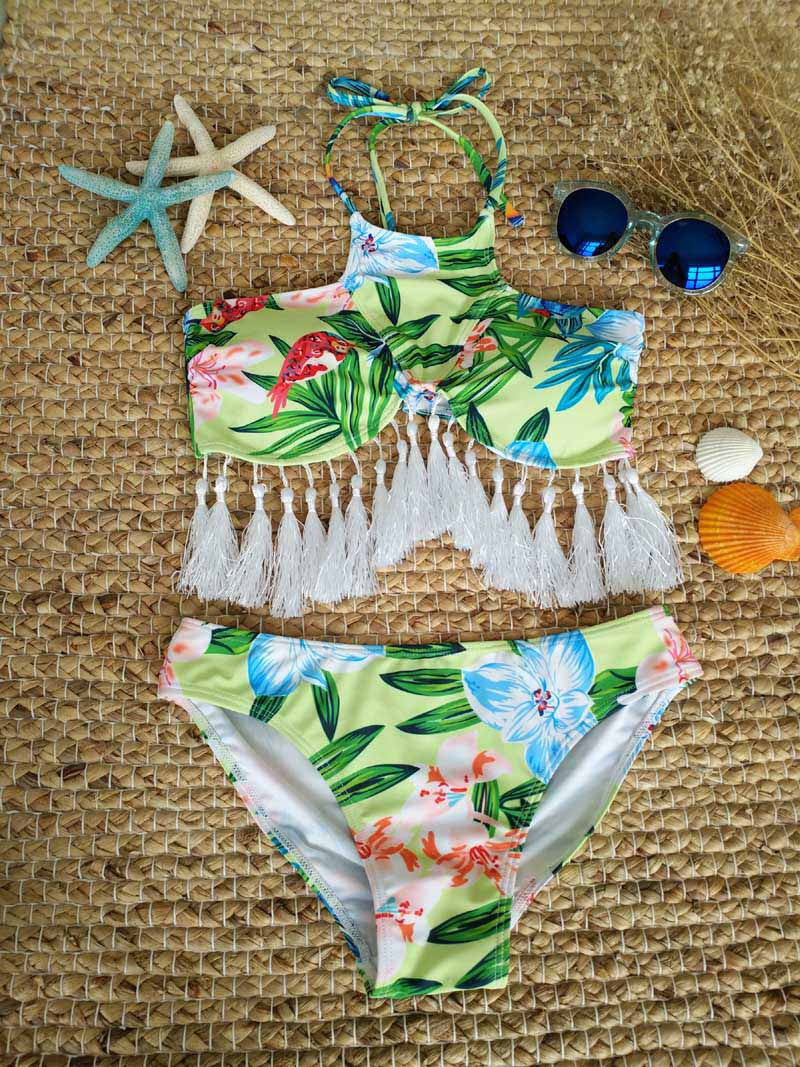 New Women Push Up Bikini Set Vintage Biquini Ruffled Swimsuit Sexy Print Swmwear Beach Swim Wear Bathing Suit with Cap 1835 - CelebritystyleFashion.com.au online clothing shop australia