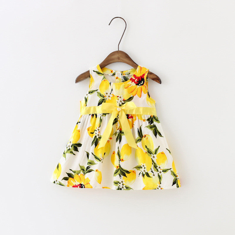 New Baby Girl Dress Lemon Dress Toddler Girls Summer Baby Clothing Sleeveless Baby Dress Floral Sundress - CelebritystyleFashion.com.au online clothing shop australia