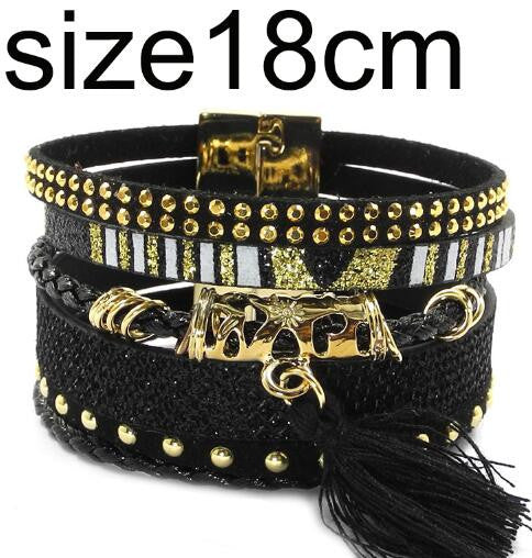 winter leather bracelet have 4 color charm bracelets Bohemian bracelets & bangles Christmas gift for women - CelebritystyleFashion.com.au online clothing shop australia