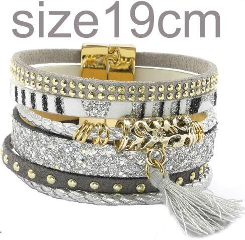 winter leather bracelet have 4 color charm bracelets Bohemian bracelets & bangles Christmas gift for women - CelebritystyleFashion.com.au online clothing shop australia