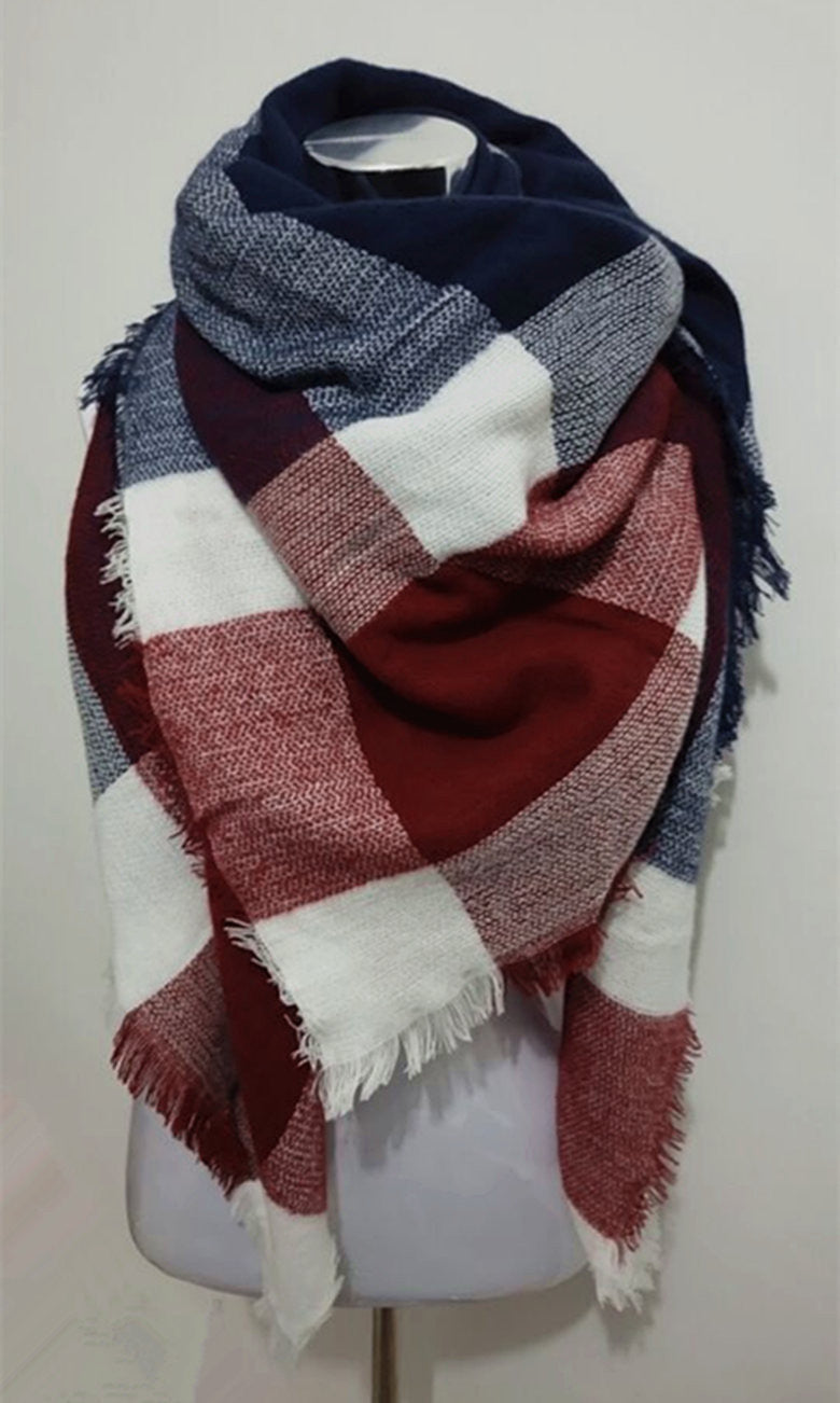 za Winter Tartan Scarf Desigual Plaid Scarf New Designer Unisex Acrylic Basic Shawls Women's Scarves za scarf - CelebritystyleFashion.com.au online clothing shop australia