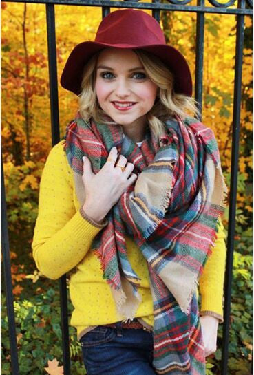 za Winter Tartan Scarf Desigual Plaid Scarf New Designer Unisex Acrylic Basic Shawls Women's Scarves za scarf - CelebritystyleFashion.com.au online clothing shop australia