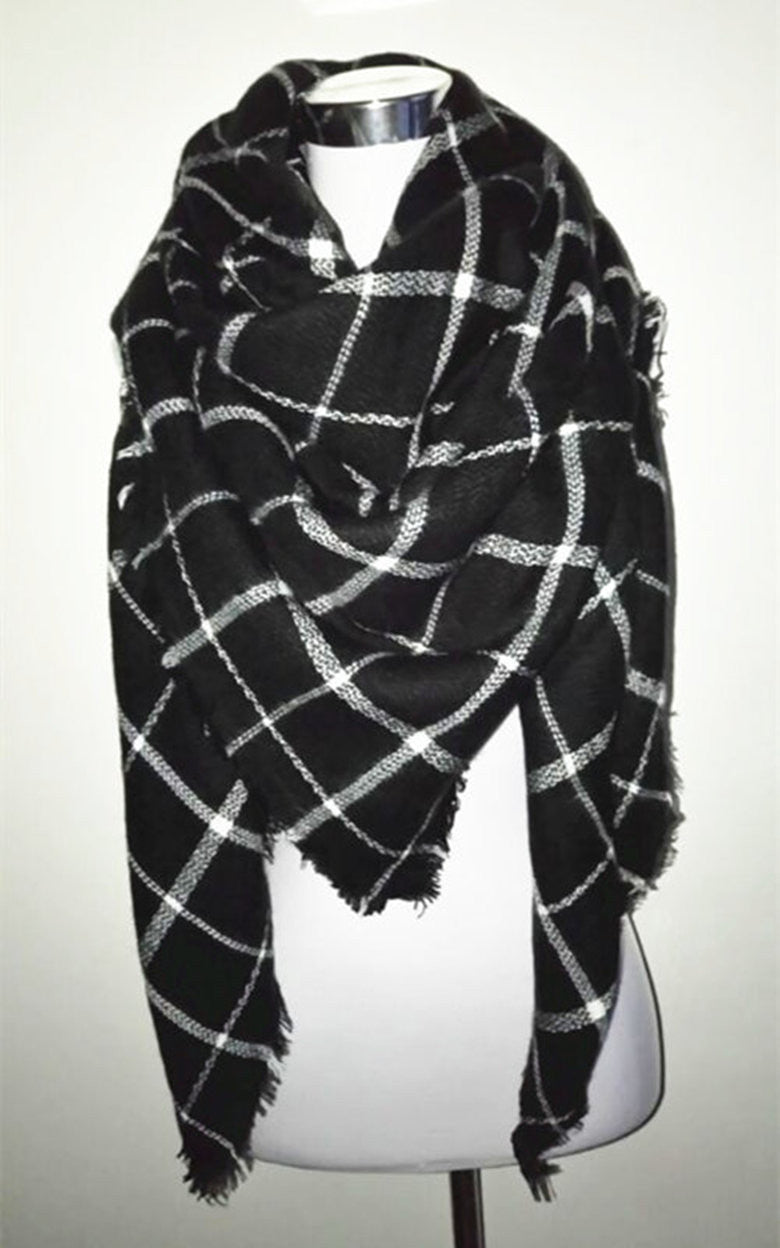 za Winter Tartan Scarf Desigual Plaid Scarf New Designer Unisex Acrylic Basic Shawls Women's Scarves za scarf - CelebritystyleFashion.com.au online clothing shop australia
