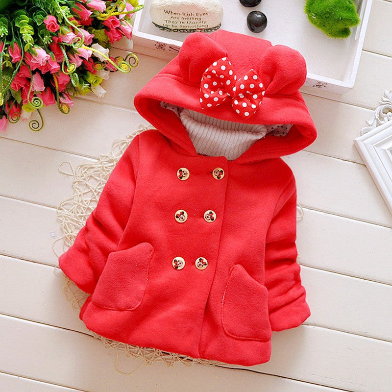 Autumn Winter Baby Girls Infant Kids Double Breasted Hooded Princess Jacket Coats Outwears Christmas Gifts - CelebritystyleFashion.com.au online clothing shop australia