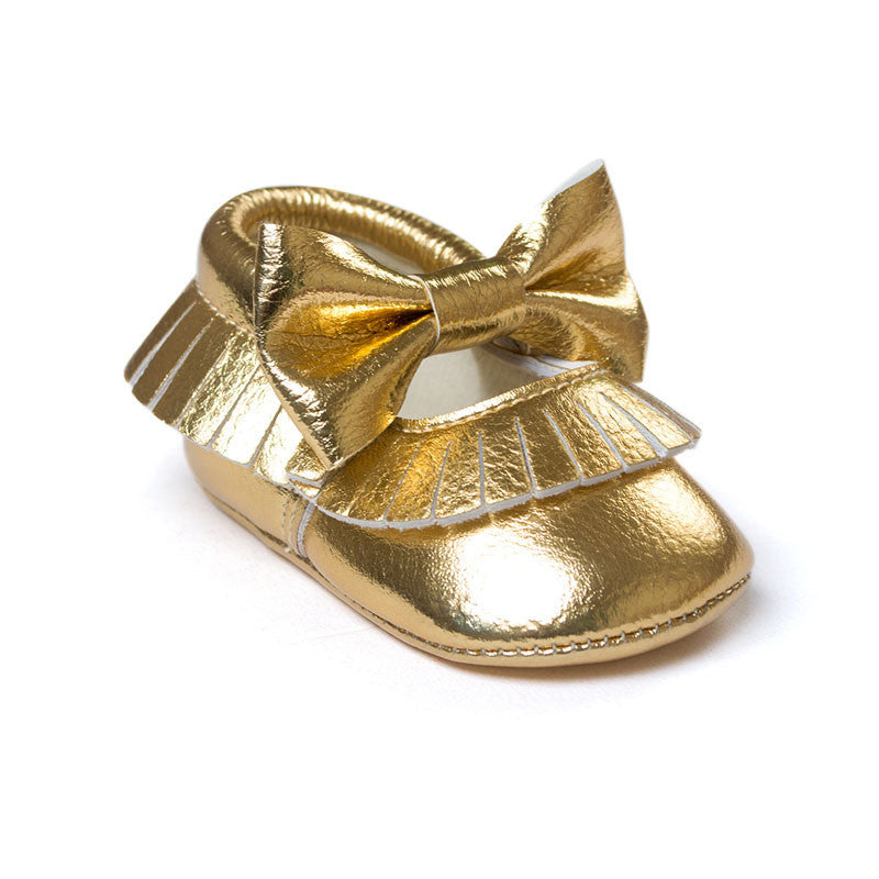 Baby Girls Mary Jane Flower Baby Shoes PU Leather Baby Moccasins Gold Bow Girls First Walker Toddler Moccs - CelebritystyleFashion.com.au online clothing shop australia