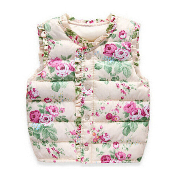 Girls Vests Children's Down Cotton Warm Vest Baby Girls Sweet Floral Waistcoat High Quality Kids Vest Outerwear 2-7 Years - CelebritystyleFashion.com.au online clothing shop australia