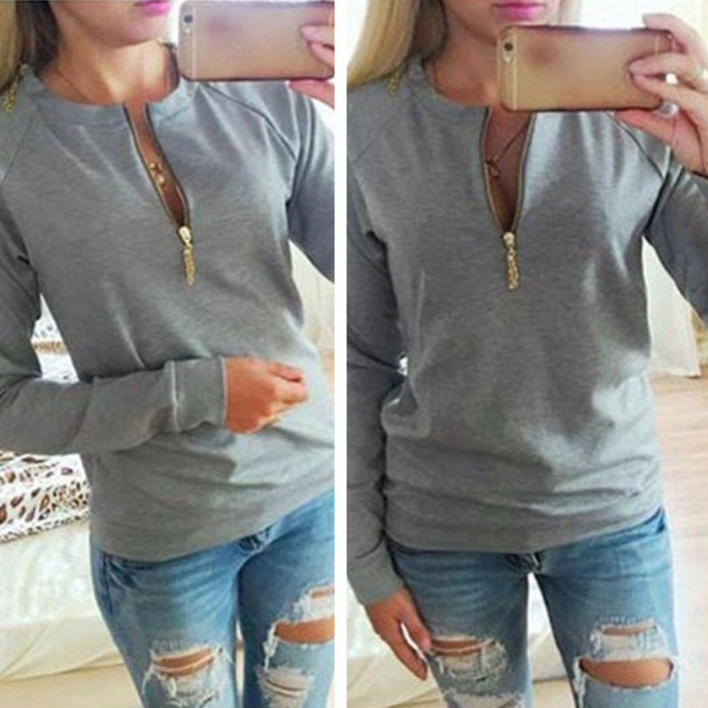 Casual Ladies V-Neck Long Sleeve Hoodie Women Winter Jumper Pullover Tops #2362 - CelebritystyleFashion.com.au online clothing shop australia