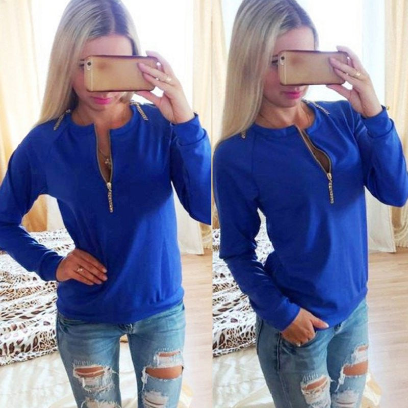 Casual Ladies V-Neck Long Sleeve Hoodie Women Winter Jumper Pullover Tops #2362 - CelebritystyleFashion.com.au online clothing shop australia