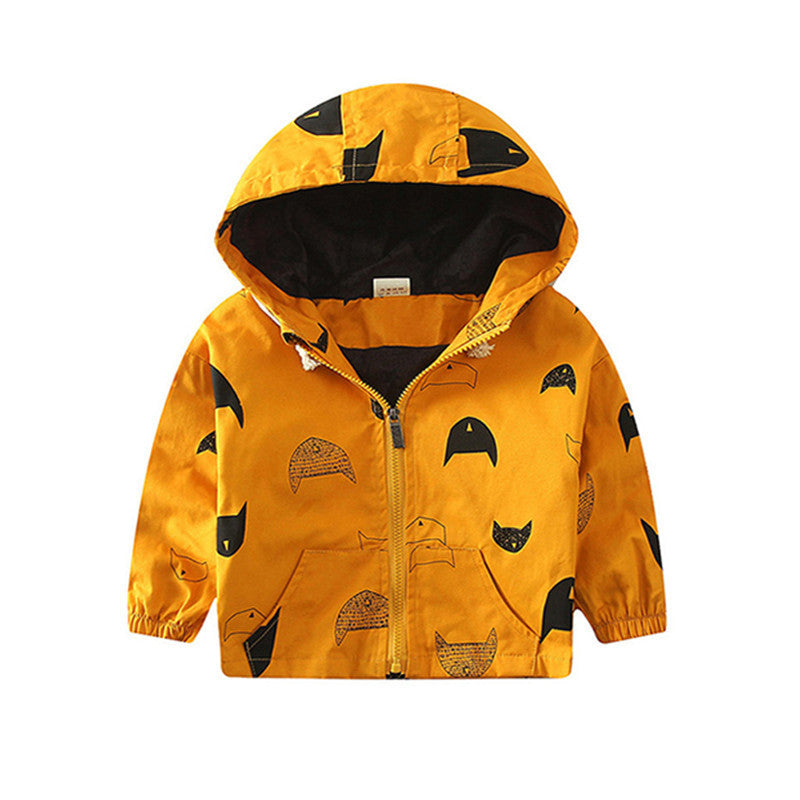 18M-6T Fashion Spring/Autumn Boys Hooded Jackets Cartoon Monster Print Outwear Good Quality Ginger Yellow Blouson Garcon CMB349 - CelebritystyleFashion.com.au online clothing shop australia