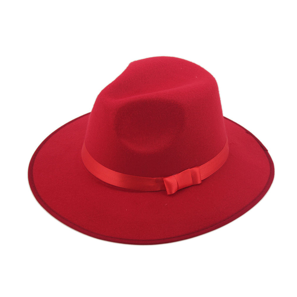 Women Men Jazz Hard Felt Bowknot Fedora Panama Bowler Wide Brim Hat Gangster Cap - CelebritystyleFashion.com.au online clothing shop australia