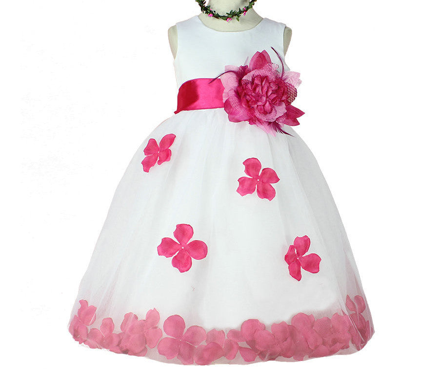 Girls Bridesmaid Dress Rose Petal Hem Cute Princess Tutu Dress Girls Clothing Sets Wedding Birthday Vestidos - CelebritystyleFashion.com.au online clothing shop australia