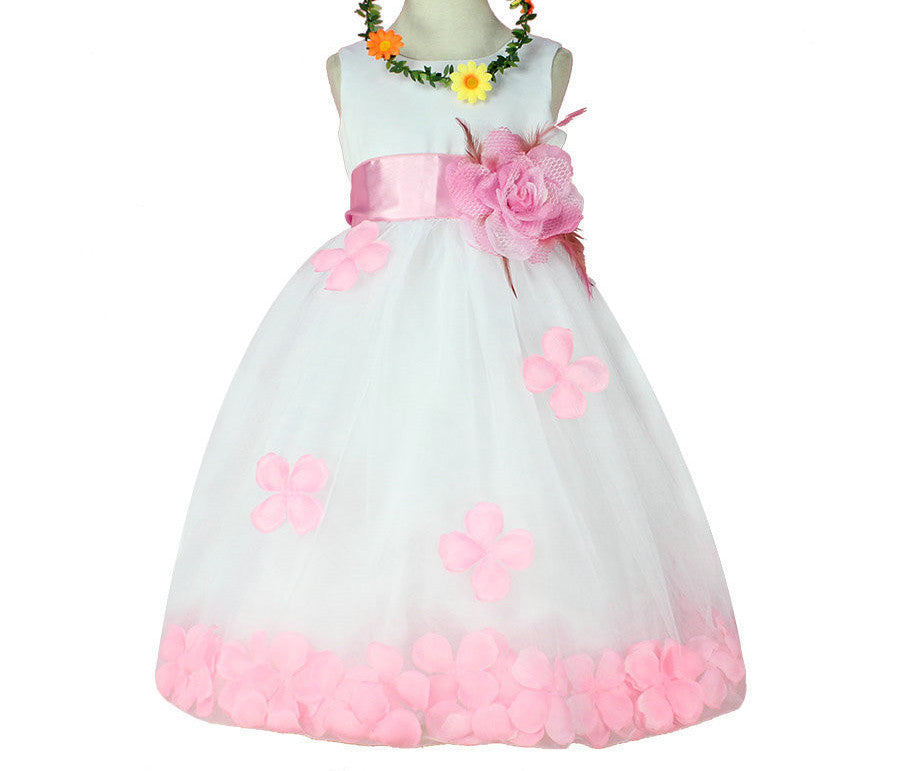 Girls Bridesmaid Dress Rose Petal Hem Cute Princess Tutu Dress Girls Clothing Sets Wedding Birthday Vestidos - CelebritystyleFashion.com.au online clothing shop australia