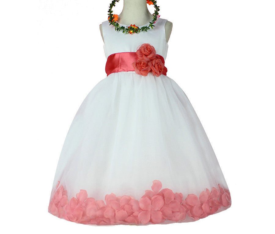 Girls Bridesmaid Dress Rose Petal Hem Cute Princess Tutu Dress Girls Clothing Sets Wedding Birthday Vestidos - CelebritystyleFashion.com.au online clothing shop australia