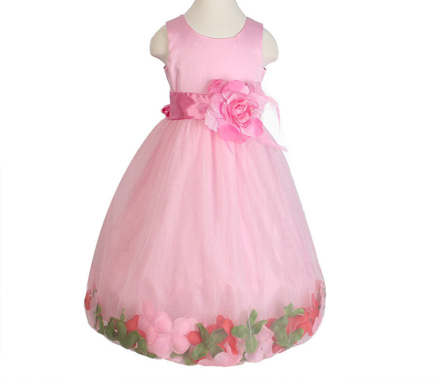 Girls Bridesmaid Dress Rose Petal Hem Cute Princess Tutu Dress Girls Clothing Sets Wedding Birthday Vestidos - CelebritystyleFashion.com.au online clothing shop australia