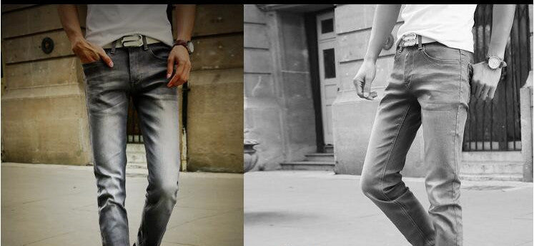 Men's Straight Elastic Waist Skinny Jeans Mid Waist Men's Slim Fit Jean Casual Pants 28-38 Size - CelebritystyleFashion.com.au online clothing shop australia