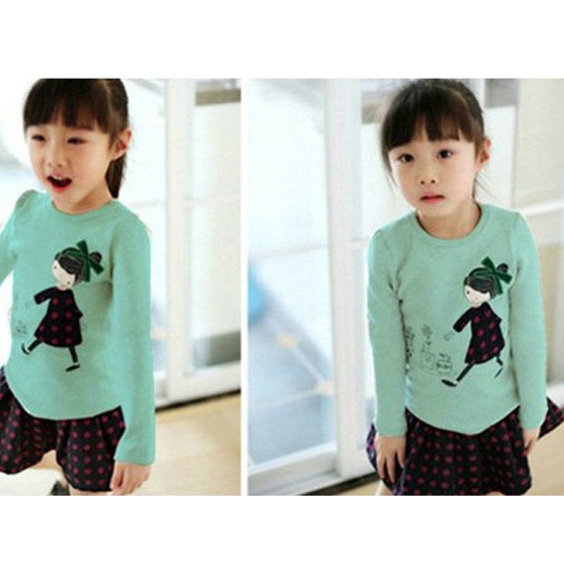 Kids Toddler Clothes Baby Girls Clothing Cartoon Girl Print Long Sleeve T shirts Casual Blouse Tops Children's Clothing - CelebritystyleFashion.com.au online clothing shop australia