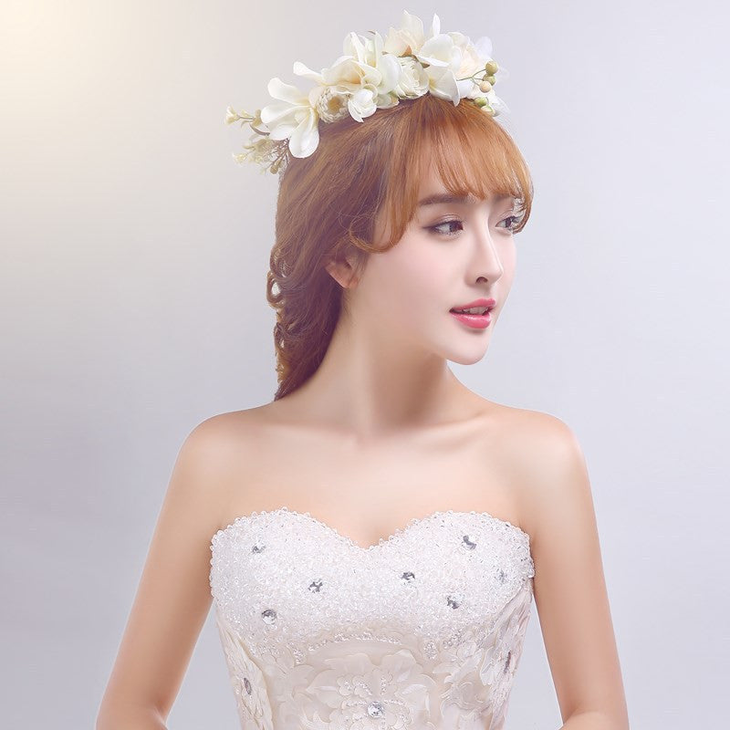 New Women Wedding Rose Flower Wreath headband Kids Party Floral garlands Ribbon Adjustable flower crown Hair Accessories - CelebritystyleFashion.com.au online clothing shop australia