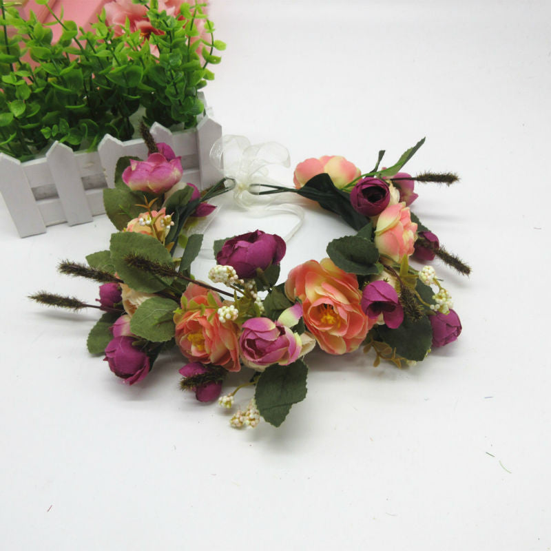 New Women Wedding Rose Flower Wreath headband Kids Party Floral garlands Ribbon Adjustable flower crown Hair Accessories - CelebritystyleFashion.com.au online clothing shop australia