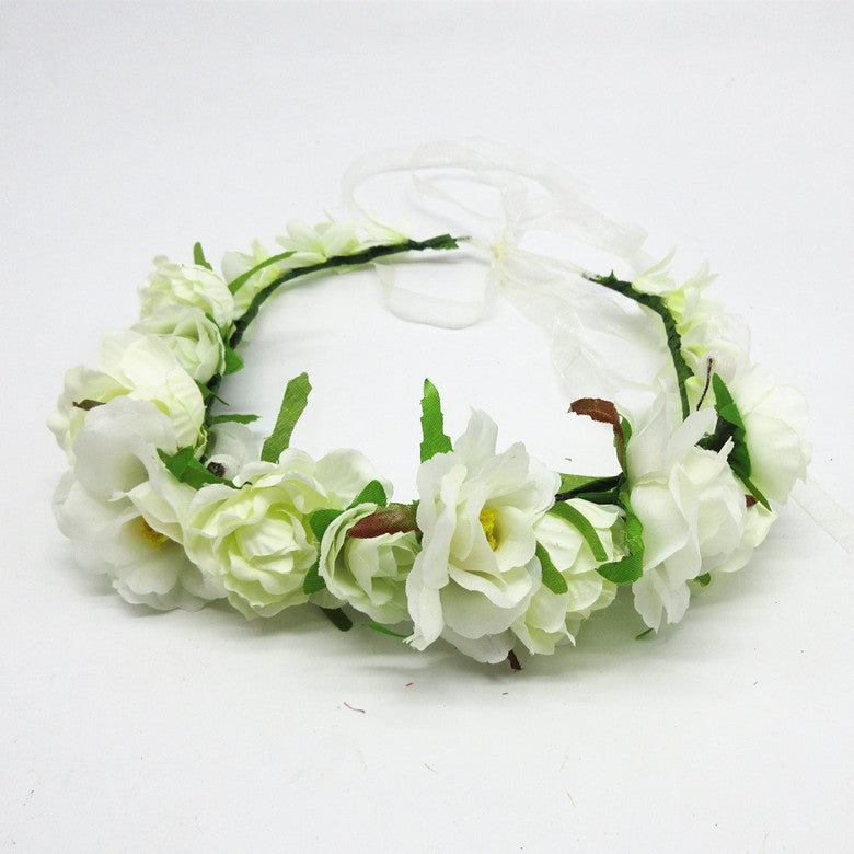 New Women Wedding Rose Flower Wreath headband Kids Party Floral garlands Ribbon Adjustable flower crown Hair Accessories - CelebritystyleFashion.com.au online clothing shop australia