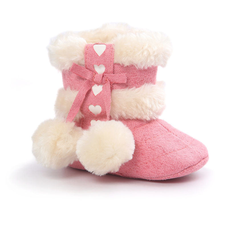 Cute Ball Winter Boots Fashion Soft Bottom Baby Moccasin Baby First Walkers Baby Warm Boots Non-slip Boots for Baby Girls - CelebritystyleFashion.com.au online clothing shop australia
