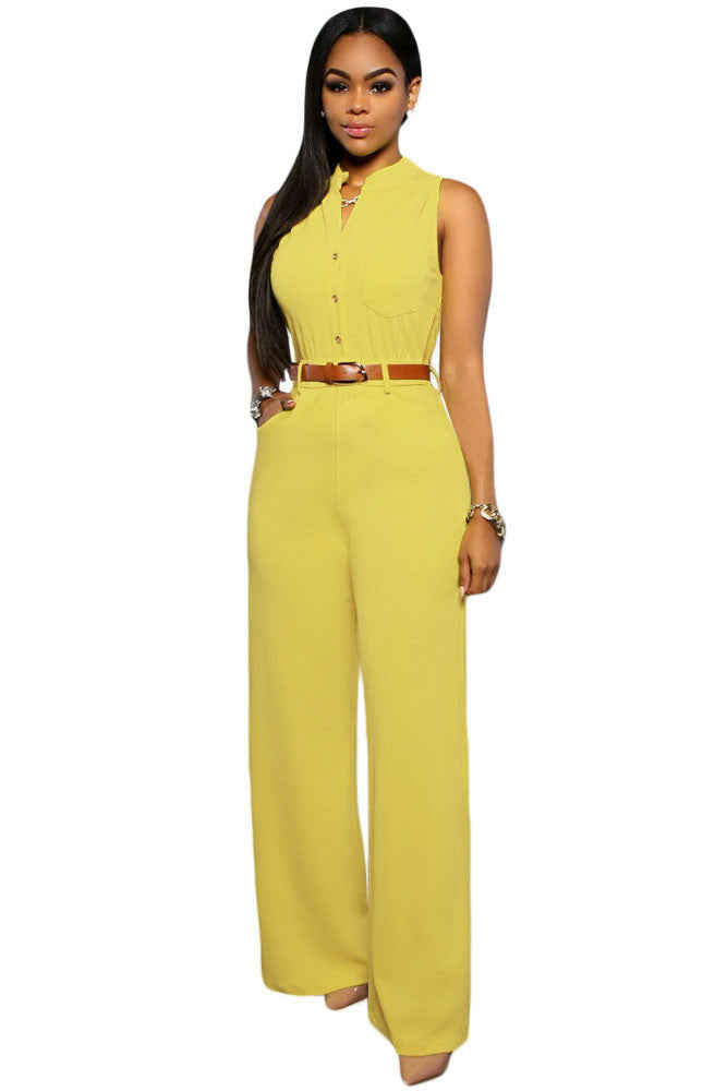 Jumpsuit Long Pants Women Rompers Sleeveless 2XL V-neck Belt Solid Sexy Night Club Elegant Slim Jumpsuits Overalls - CelebritystyleFashion.com.au online clothing shop australia