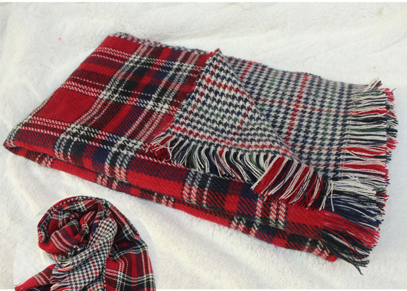 Ladies Scarf Fashion Houndstooth Winter Warm Plaid Double Side Thick Long Shawl Echarpe Pashmina Cape Women Scarves 1WJ3110 - CelebritystyleFashion.com.au online clothing shop australia