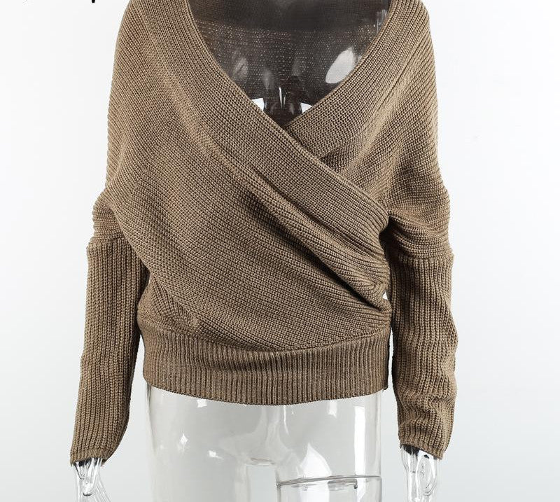 V neck sweater women Autumn winter loose long batwing sleeve sweater tops Fashion pullovers thin sweaters jumper - CelebritystyleFashion.com.au online clothing shop australia