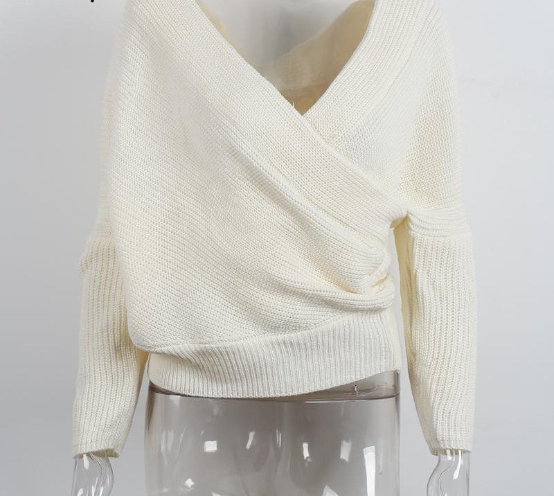 V neck sweater women Autumn winter loose long batwing sleeve sweater tops Fashion pullovers thin sweaters jumper - CelebritystyleFashion.com.au online clothing shop australia