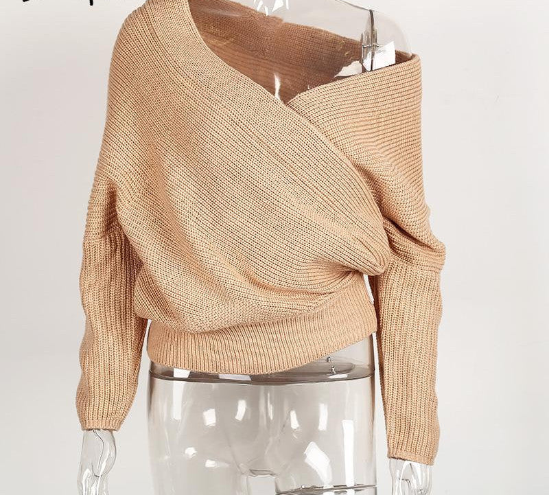 V neck sweater women Autumn winter loose long batwing sleeve sweater tops Fashion pullovers thin sweaters jumper - CelebritystyleFashion.com.au online clothing shop australia