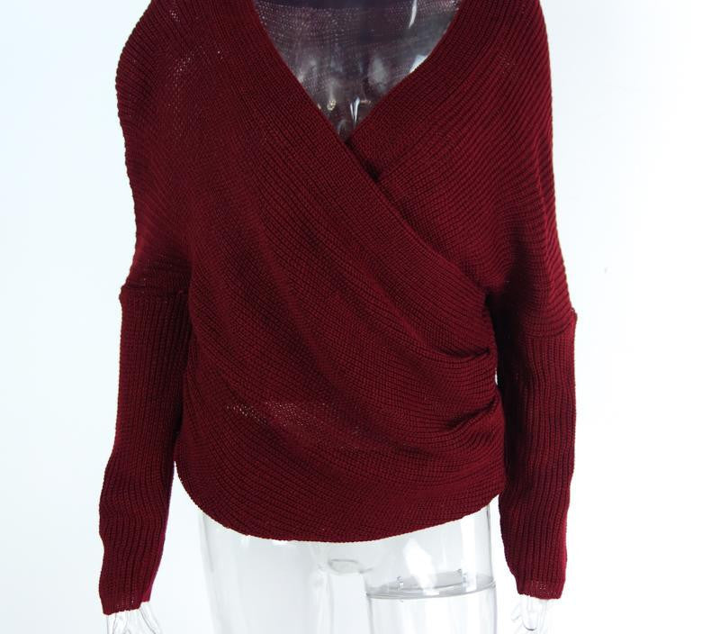 V neck sweater women Autumn winter loose long batwing sleeve sweater tops Fashion pullovers thin sweaters jumper - CelebritystyleFashion.com.au online clothing shop australia